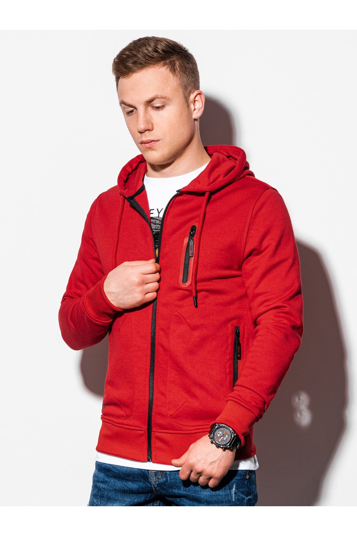 Hanorac barbati B1086 - rosu, Rosu, S