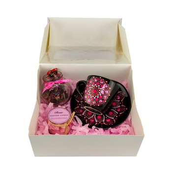 Set cadou, Yoobirim Box, pictat mandala, Roz, 200ml Set cadou, Yoobirim Box, pictat mandala, Roz, 200ml