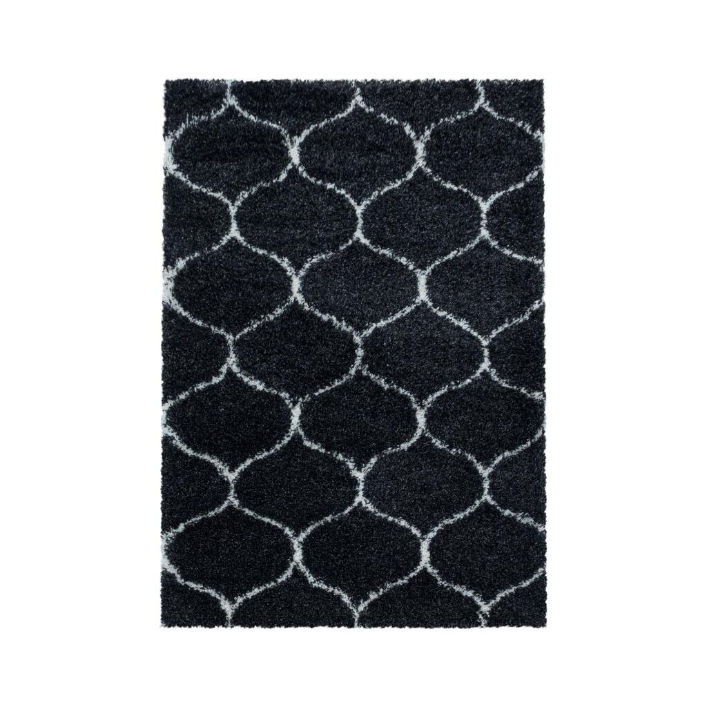 Covor modern cu fir lung Shaggy Salsa 3201, 80x150 cm, 100% polipropilena,gramaj , 2200g/mp, inaltime fir 3 cm , model mozaic, culoare antracit