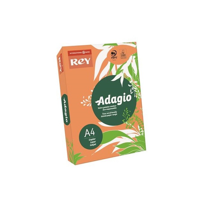 Hartie de copiere, colorata, Rey, A4, 80 g, Portocaliu