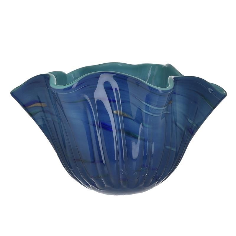 Bol decorativ din sticla,Inart ,Albastru ,30x20x18 cm