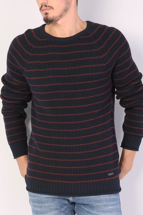 COLIN'S, Раиран пуловер с ръкави реглан, Тъмносин, XS