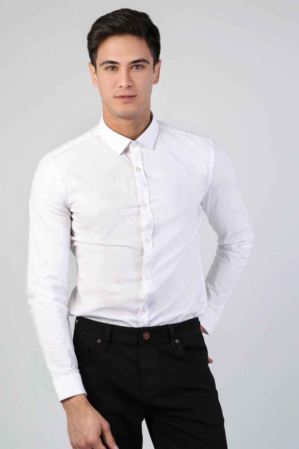 COLIN'S, Camasa slim fit din amestec de bumbac, Alb optic, 2XL