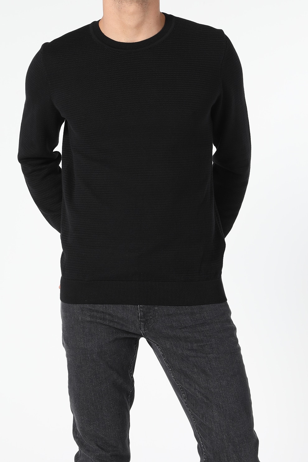 COLIN'S, Pulover cu decolteu la baza gatului, Negru