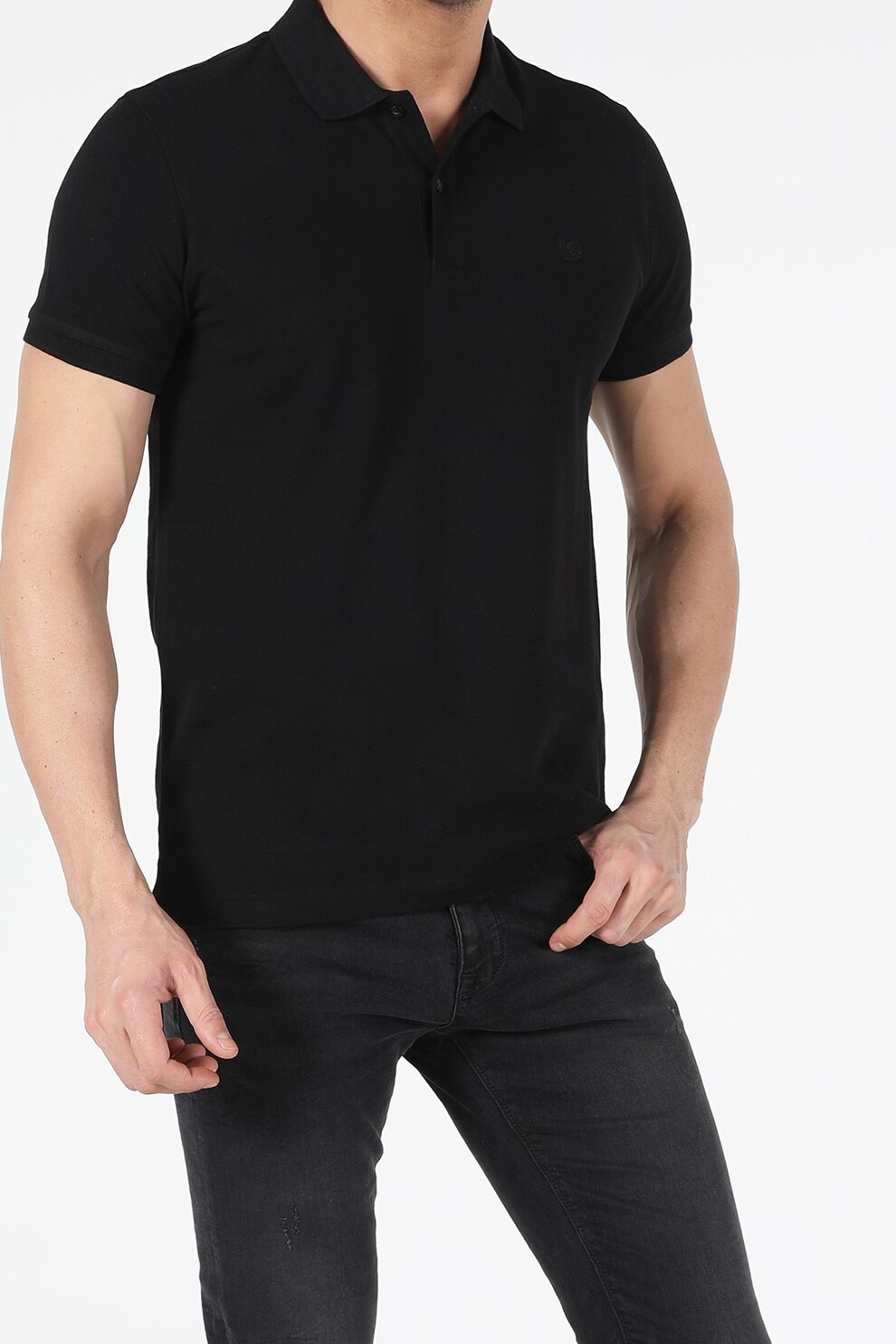 COLIN'S, Tricou polo regular fit de bumbac, Negru