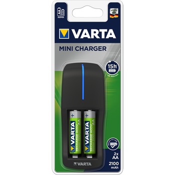 Incarcator Varta Mini Charger 57646, cu 2 acumulatori, AA, 2100 mAh Incarcator Varta Mini Charger 57646, cu 2 acumulatori, AA, 2100 mAh