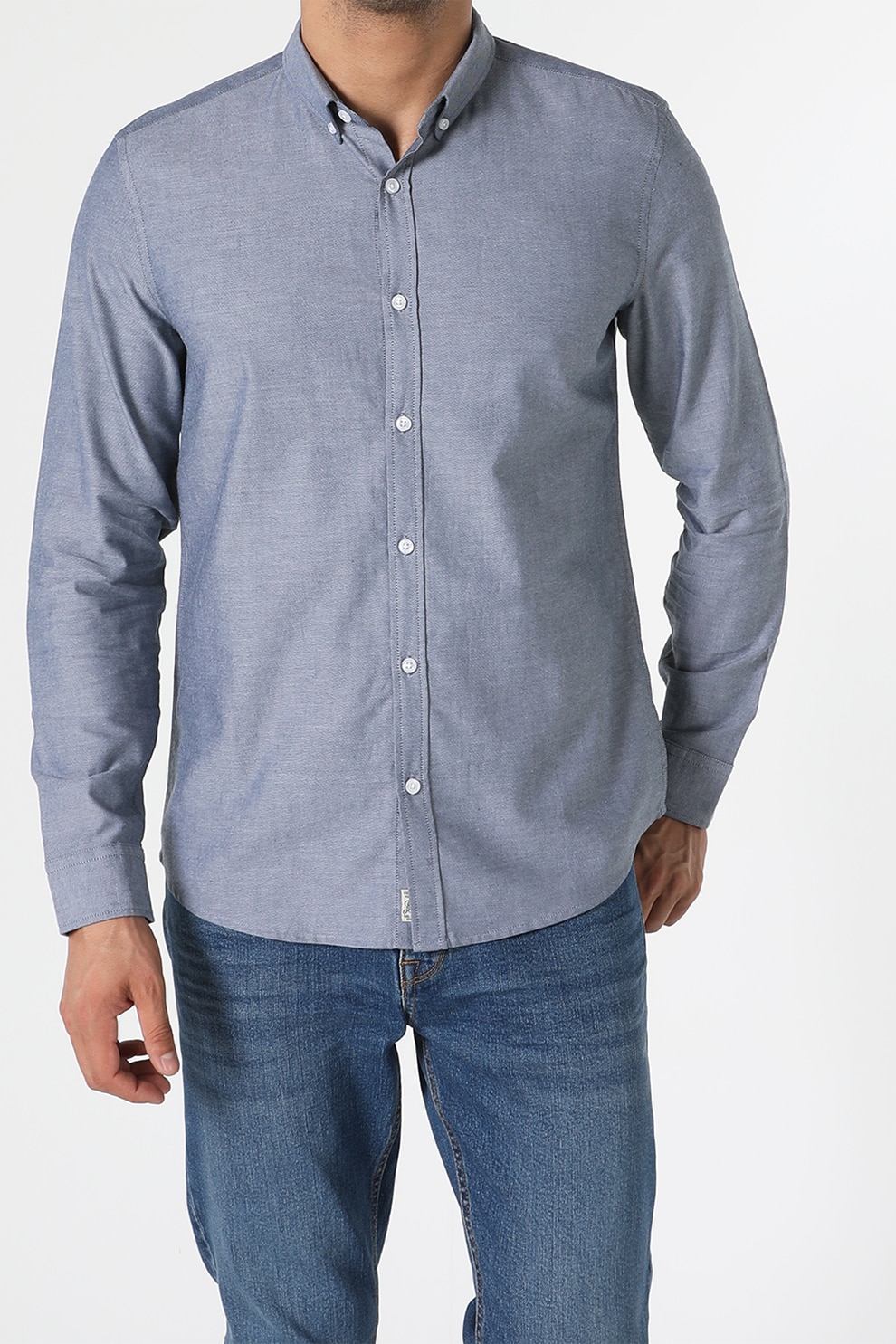 COLIN'S, Camasa slim fit cu guler fixat cu nasturi, Albastru