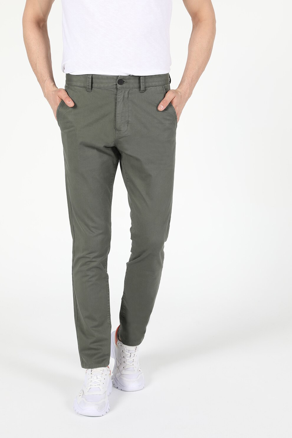 COLIN'S, Pantaloni chino slim fit, verde oliv inchis