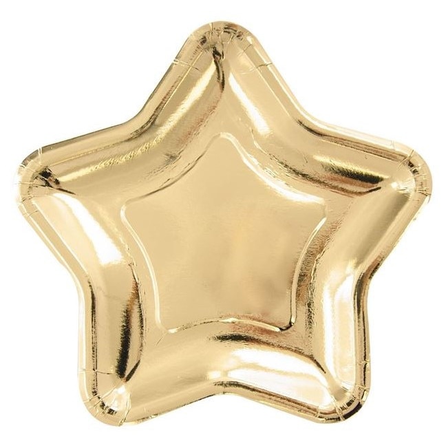 Set 6 farfurii din carton, Zola®, model steluta, aurii, 18 cm