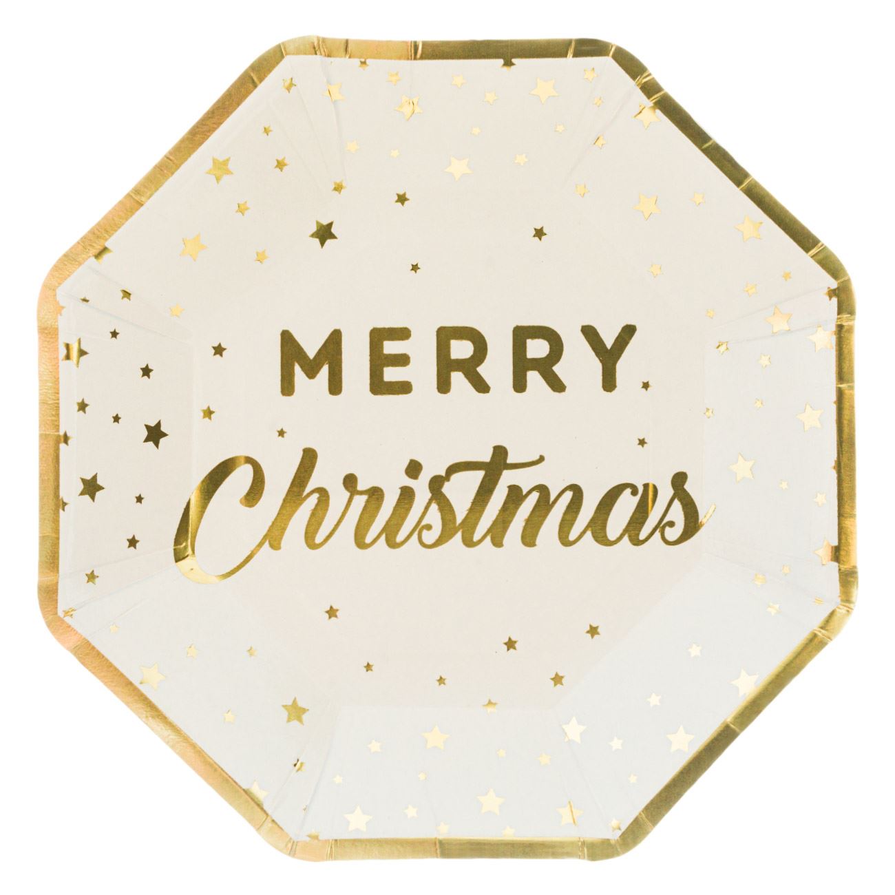 Set 6 farfurii din carton, Zola®, albe, Merry Christmas, 23 cm