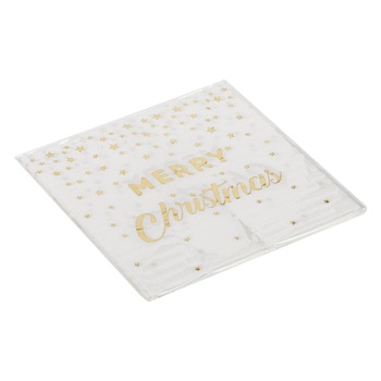 Set 12 servetele, Zola®, albe, Merry Christmas, 33x33 cm Set 12 servetele, Zola®, albe, Merry Christmas, 33x33 cm
