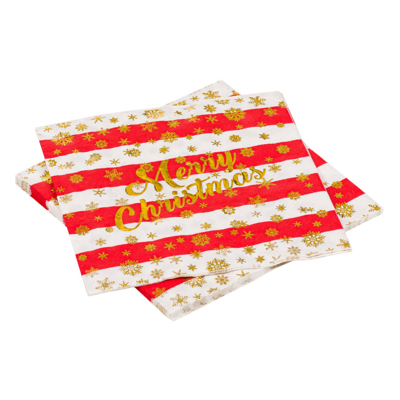 Set 12 servetele, Zola®, albe/rosii, Merry Christmas cu fulgi, 33x33 cm