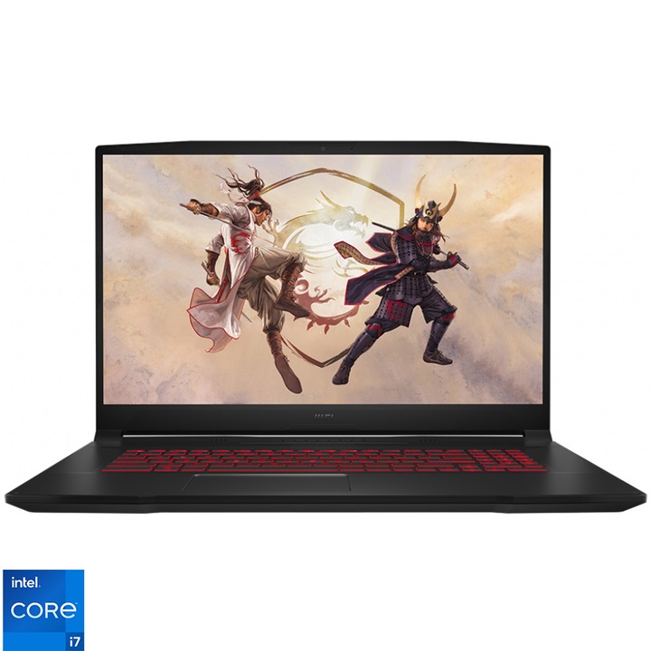 Laptop Gaming MSI Katana GF76 11UD cu procesor Intel® Core™ i7-11800H pana la 4.6Ghz, 17.3", IPS, Full HD, 144Hz, 16GB DDR4, 512GB SSD, NVIDIA® GeForce RTX 3050 Ti 4GB GDDR6, No OS, Negru