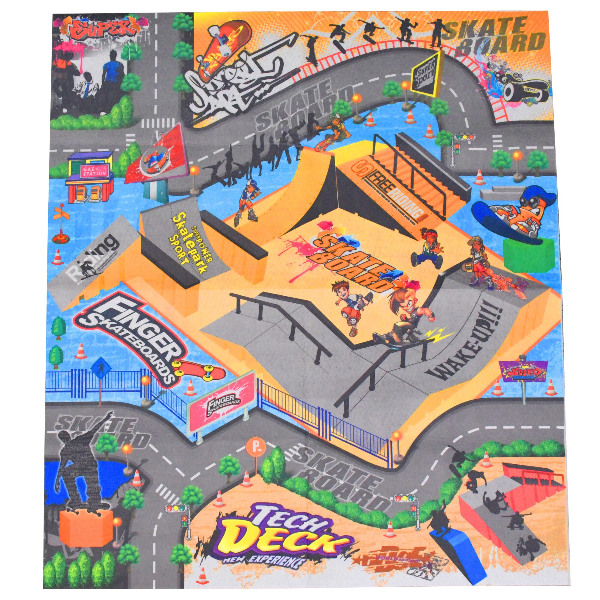 Covoras de Joaca, cu mini skateboard-uri de jucarie, 80 x 80 cm, multicolor