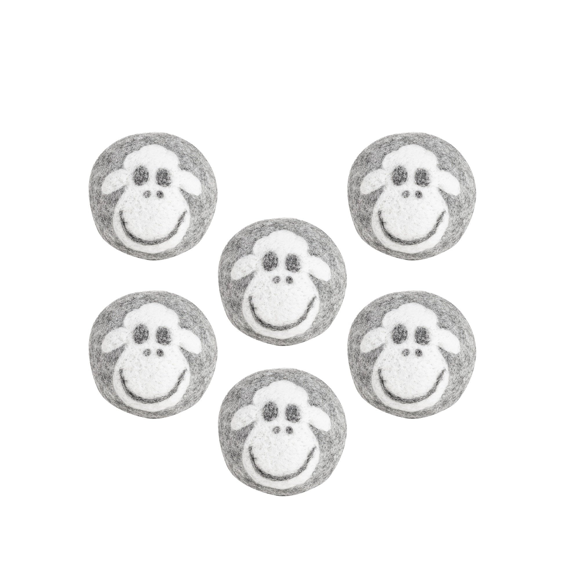 Set 6 bile uscator, QNODI, Oite, lana, gri, XL