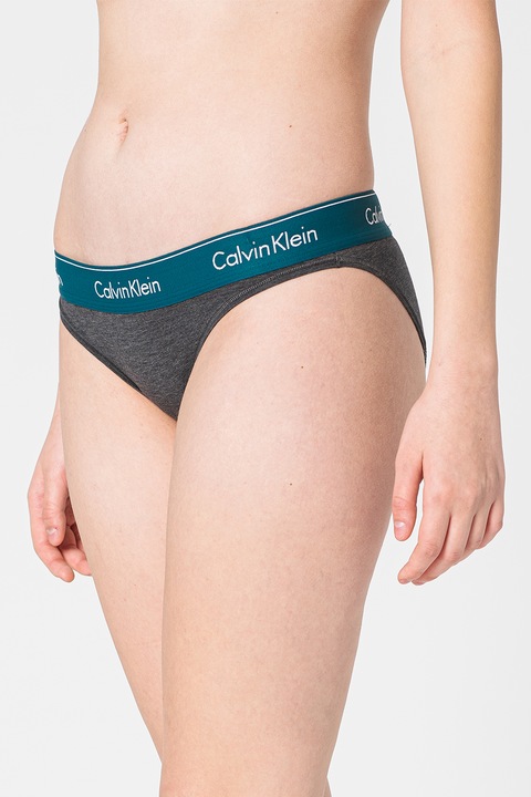 CALVIN KLEIN, Бикини с памук и модал, Персийско зелено/Tъмносив