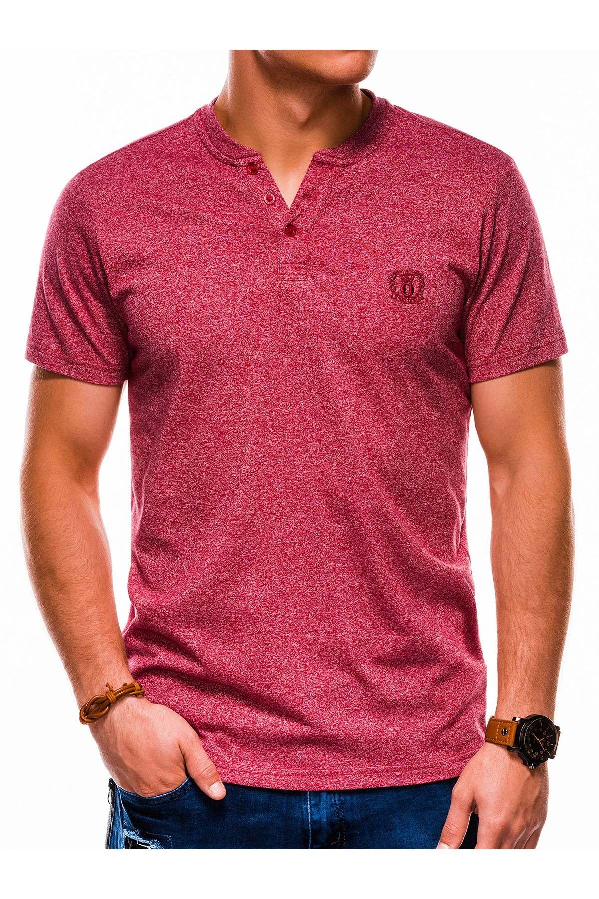 Tricou slim fit barbati S1047 - rosu, Rosu, S