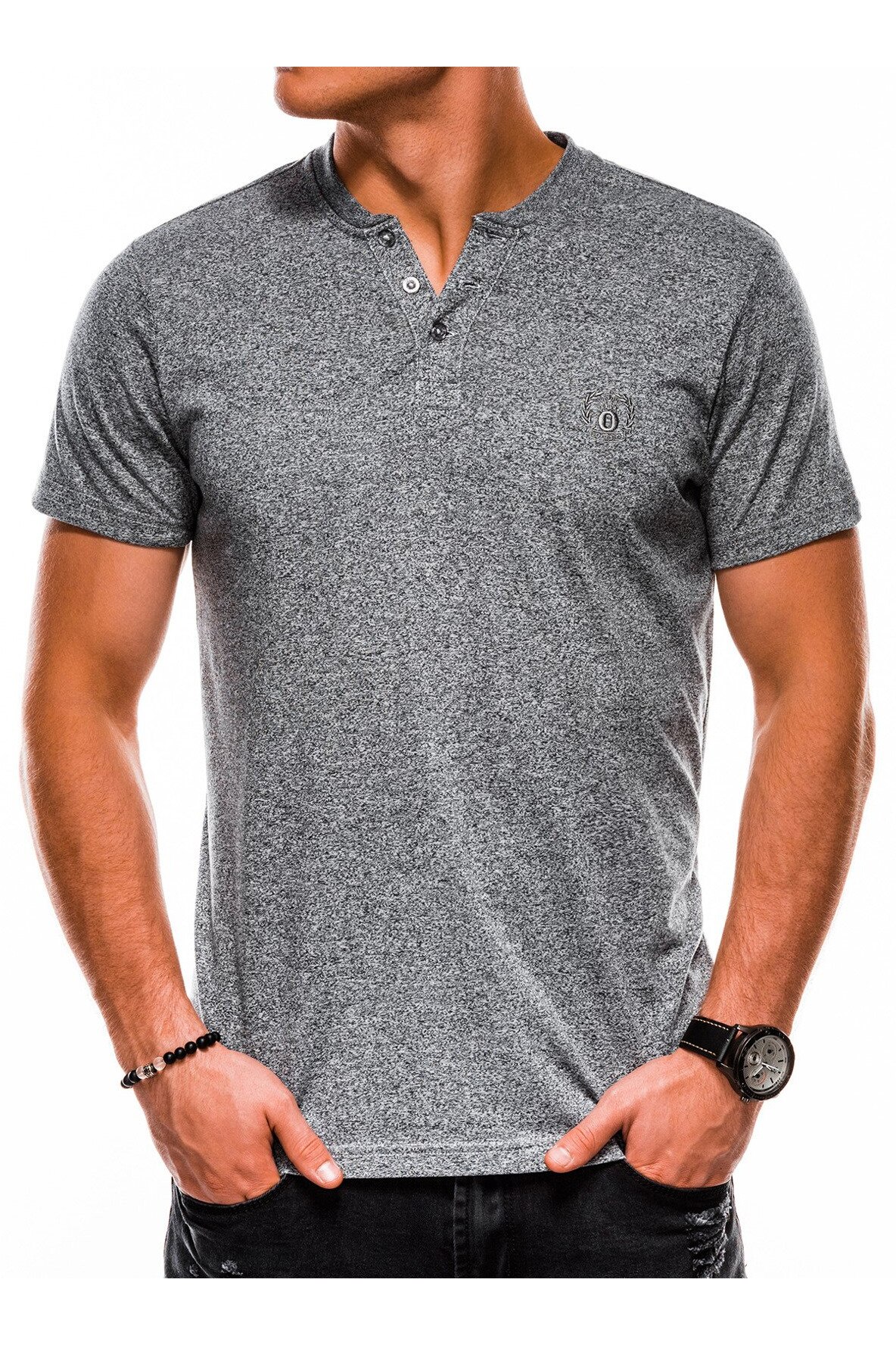 Tricou slim fit barbati S1047 - gri, Gri, S