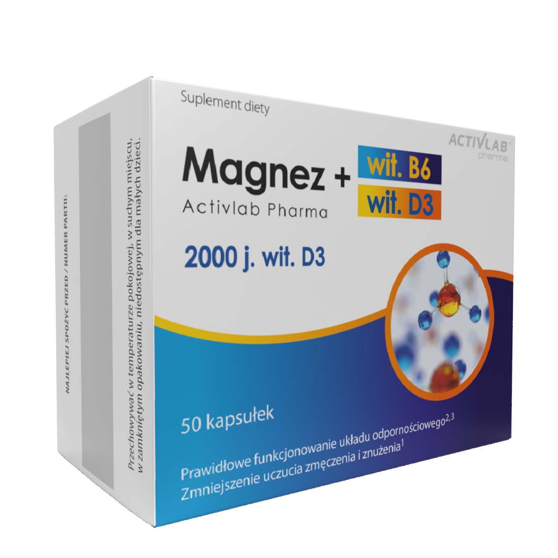 Supliment alimentar Magneziu, B6 si D3, ActivLab Pharma, 2000 UI, 50 capsule