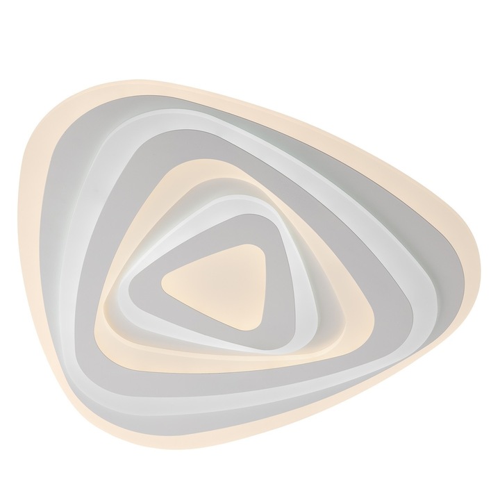 Плафон с LED DacEnergy©, метална конструкция, сатениран акрилен дифузьор, 93W, 7632lm, топла/студена светлина, дистанционно управление, димируем, матово бяло