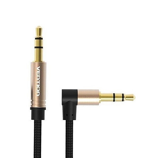 Cablu auxiliar si audio jack 3.5mm rotund cu unghi drept de 90 grade 1M Negru