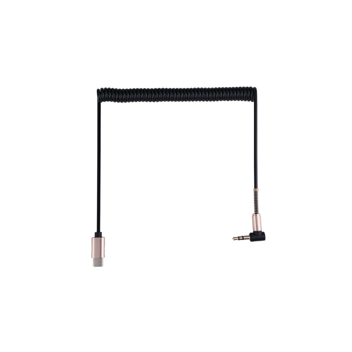Cablu spiralat, Type C la Jack 3.5 mm, pentru masina, Negru