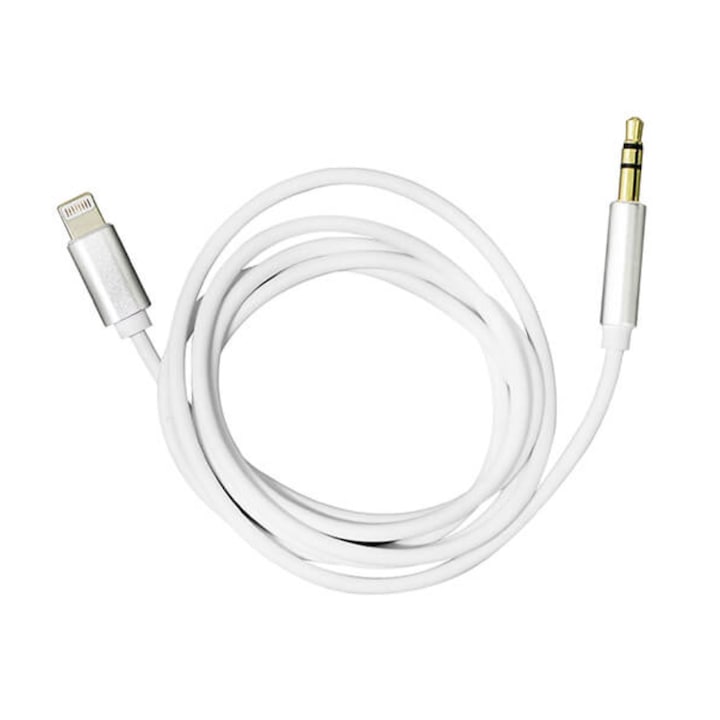 Кабел Lightning to Audio AUX 3,5 мм, дълъг 1 м, бял