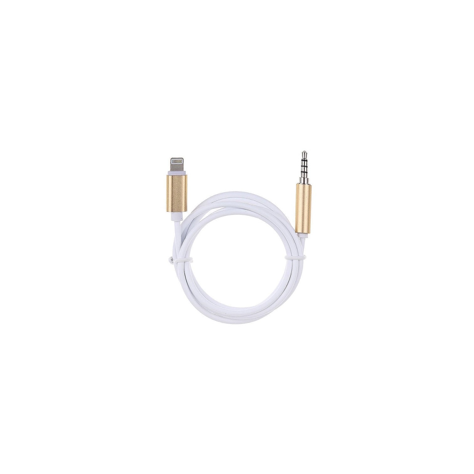 Cablu Lightning la Jack 3.5 mm pentru masina, compatibil cu iPhone, 1 m, Alb Auriu