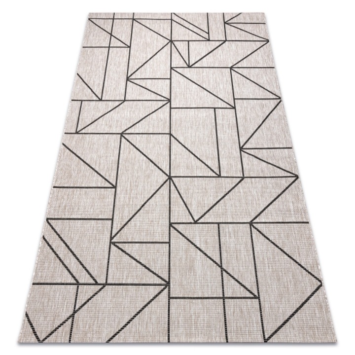 Dywany Łuszczów Fonott sizal floorlux szőnyeg 20605 ezüst / fekete / bézs HÁROMSZÖGEK, GEOMETRIAI , 120x170 cm
