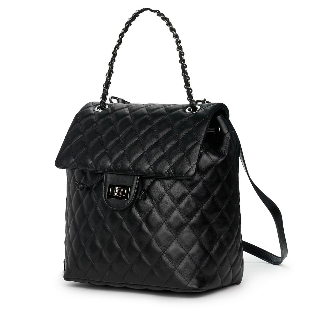 Rucsac din piele matlasata Marty negru