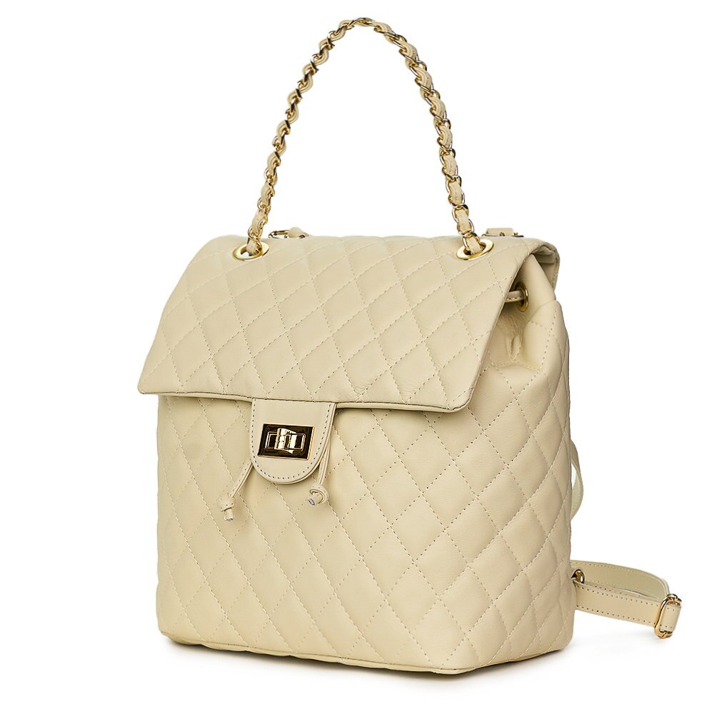 Rucsac din piele matlasata Marty crem