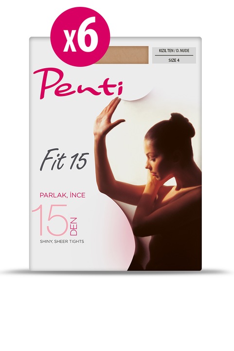 Set 6 dresuri Penti Fit 15, Satinat, 15 DEN, Ecru