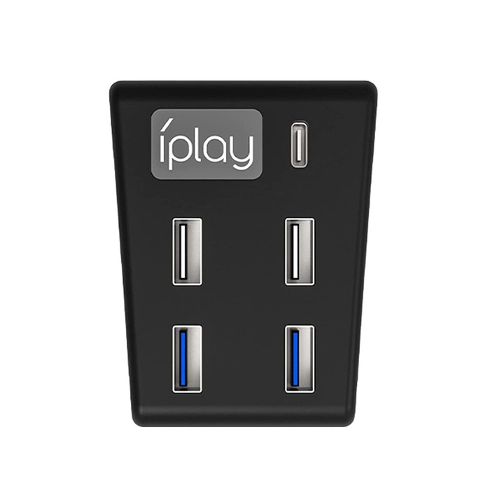 Hub pentru Playstation 5 cu 5 porturi, Adaptor de transfer de date de mare viteza cu 2 porturi USB 2.0, 2 porturi USB 3.0, 1 port de tip C pentru PS5 Disc si Digital Edition