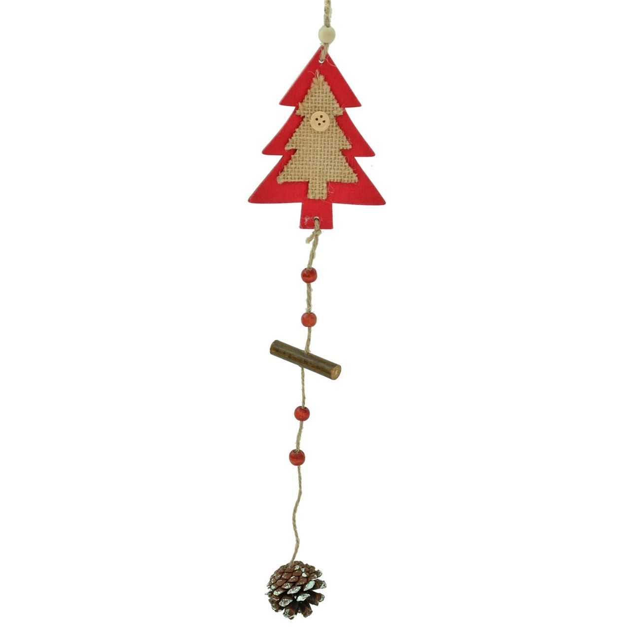 Figurina decorativa, Zola®, din lemn, pentru sarbatori, care atarna, cu bradut si con, 40 cm