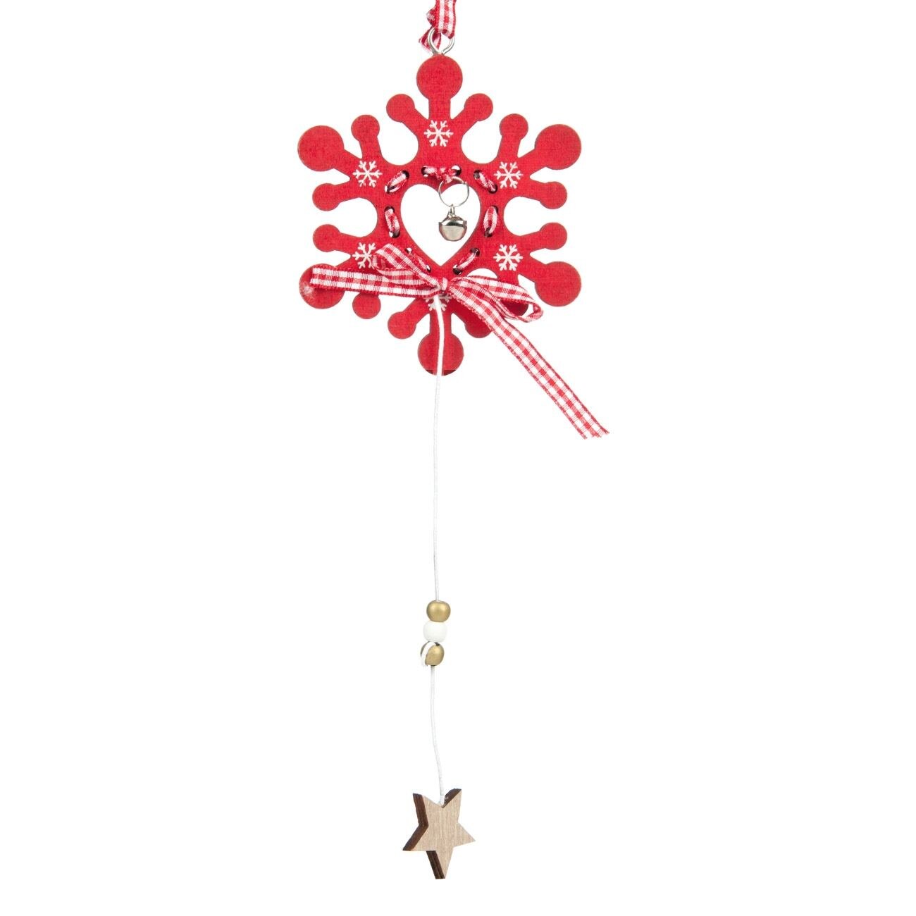 Figurina decorativa, Zola®, din lemn, pentru sarbatori, care atarna, cu fulg si steluta, 25 cm