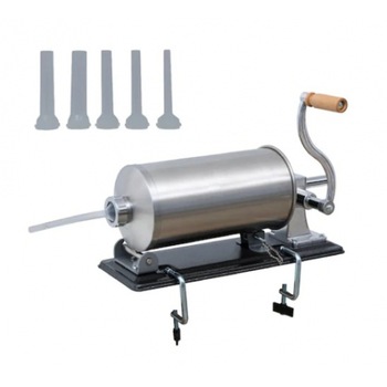 Masina Manuala de Umplut Carnati Orizontala, 6 Kg, Inox, 5 Palnii Masina Manuala de Umplut Carnati Orizontala, 6 Kg, Inox, 5 Palnii