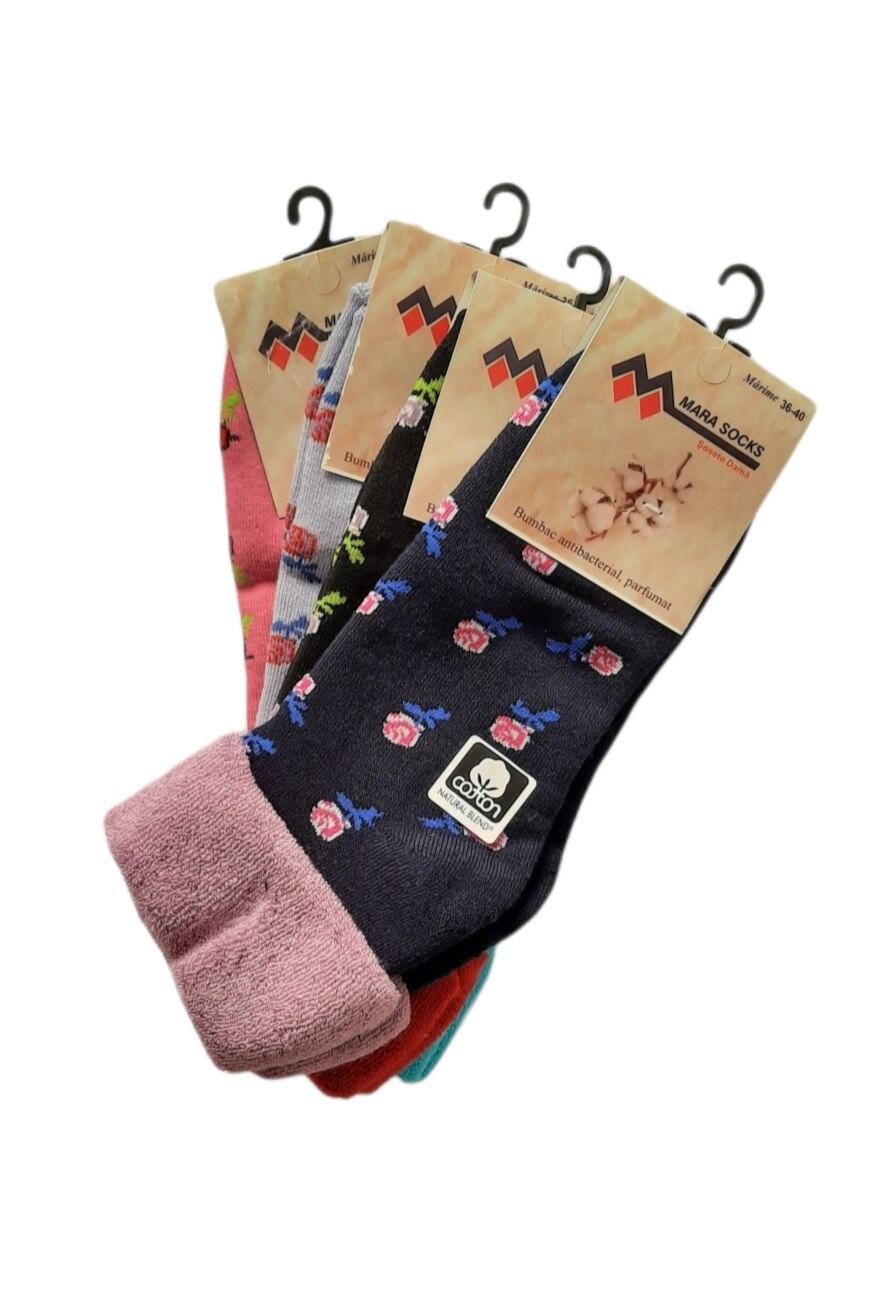 Set 10 perechi sosete pe glezna dama ,bumbac , manseta,multicolor, 36-40,EU