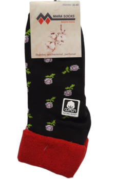 Sosete pe glezna dama ,bumbac , manseta,negru/rosu, 36-40,EU Sosete pe glezna dama ,bumbac , manseta,negru/rosu, 36-40,EU