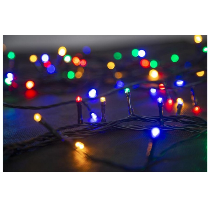 Karácsonyi fényfüzér fára, 10 méter, 8 program, sokszínű fény, 100 LED, ip44