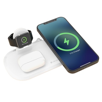 Incarcator Wireless Devia 3 in 1, Statie de Incarcare Wireless compatibila cu Apple, 15W Max Incarcator Wireless Devia 3 in 1, Statie de Incarcare Wireless compatibila cu Apple, 15W Max