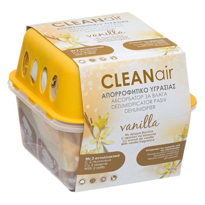 CleanAir párátlanító vanília aroma, 400 g, 2 utántöltővel