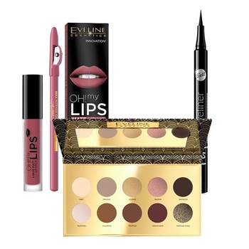 Set Eveline Beauty Mate, Paleta de farduri Chocolate, 10 g, Kit pentru buze Oh! My Lips Matt Lip, 04 Sweet Lips, Tus Bell Perfect, 1.5 g Set Eveline Beauty Mate, Paleta de farduri Chocolate, 10 g, Kit pentru buze Oh! My Lips Matt Lip, 04 Sweet Lips, Tus Bell Perfect, 1.5 g