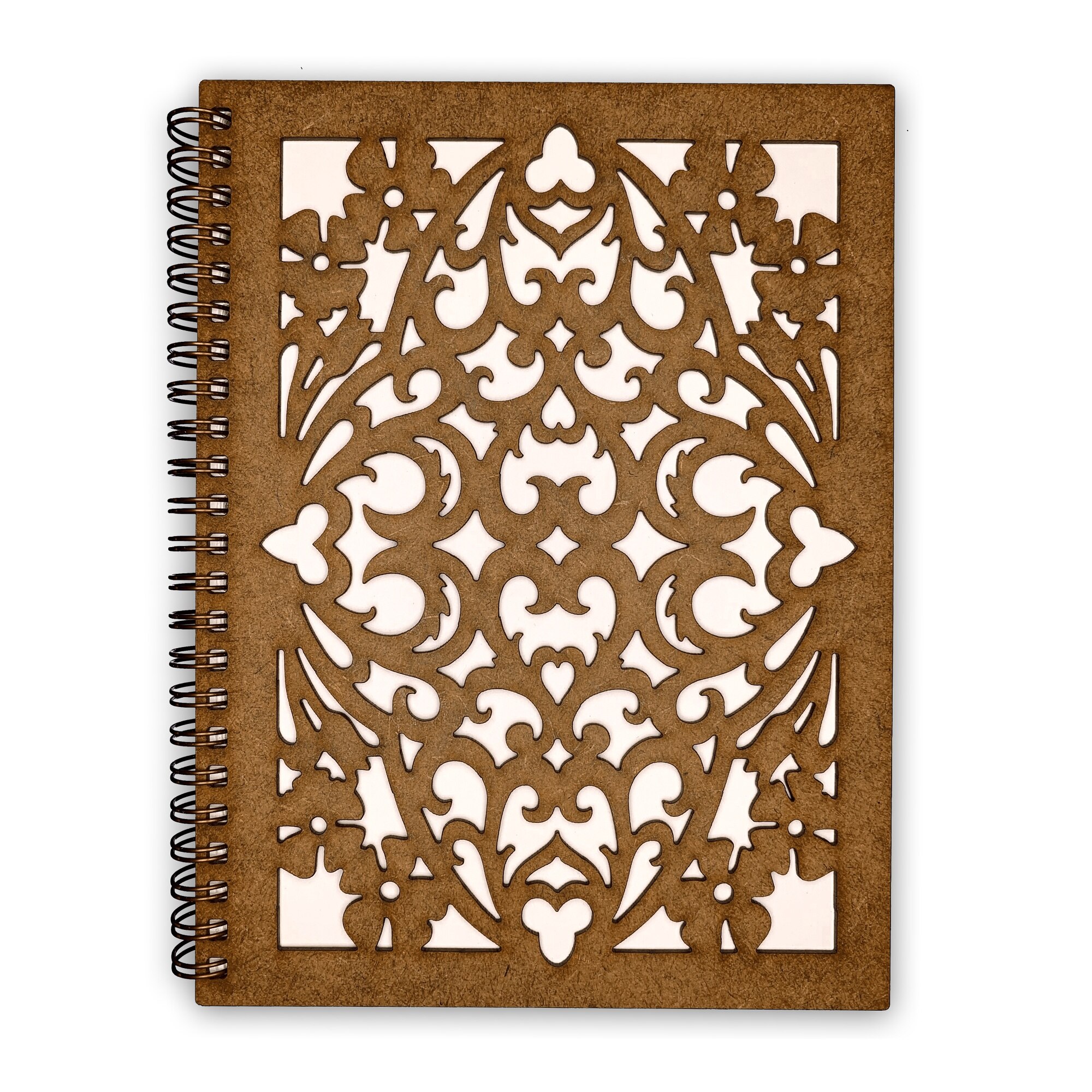 Agenda Lemn Decupata A5 80 file - Detaliu Brancovenesc