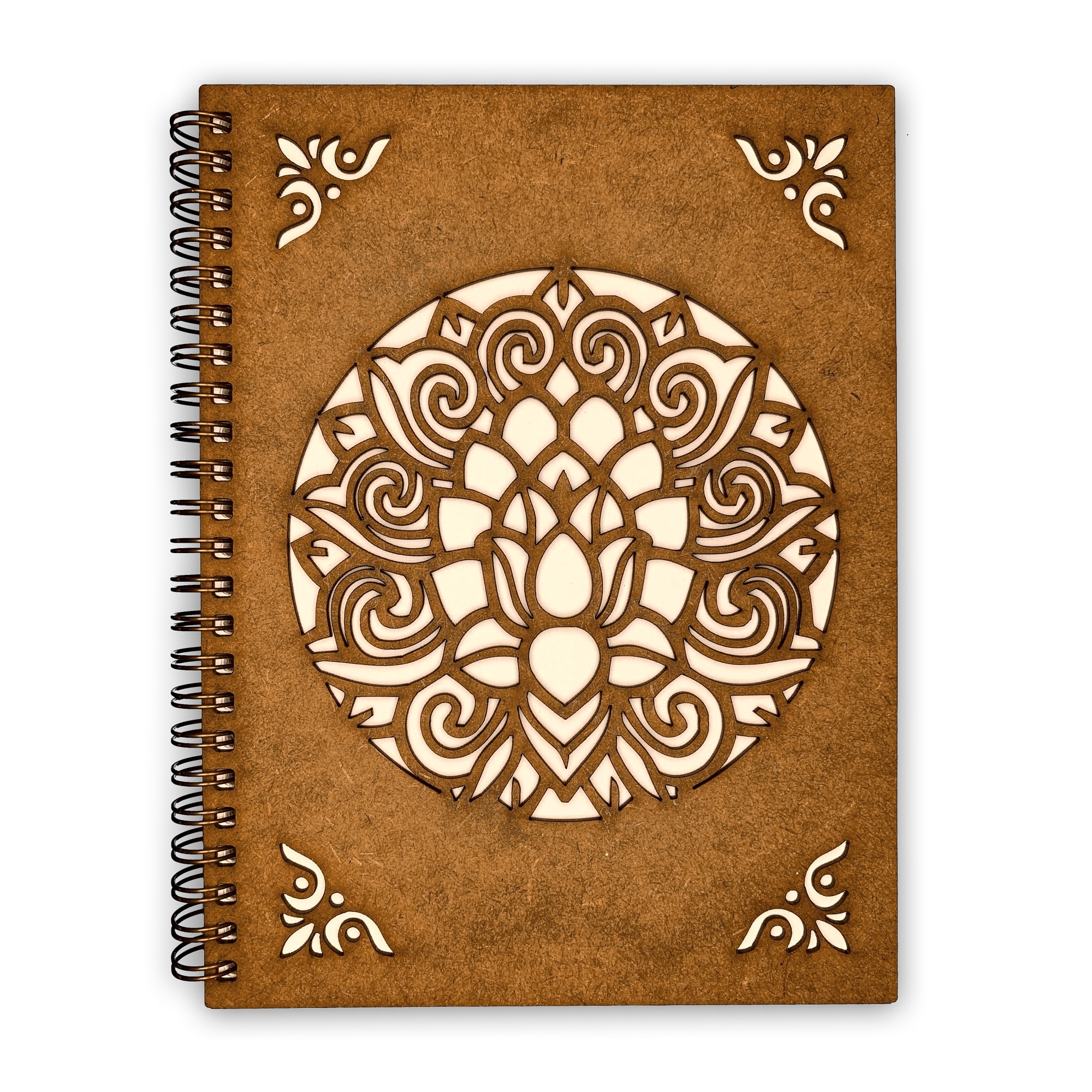 Agenda Lemn Decupata A5 80 file - Lotus Mandala