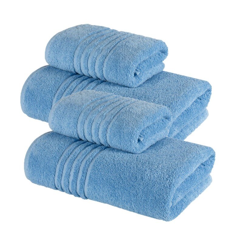 Set 4 Prosoape baie, 100% bumbac,fir dublu,bleu