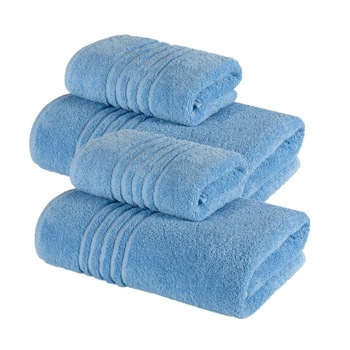 Set 4 Prosoape baie, 100% bumbac,fir dublu,bleu Set 4 Prosoape baie, 100% bumbac,fir dublu,bleu