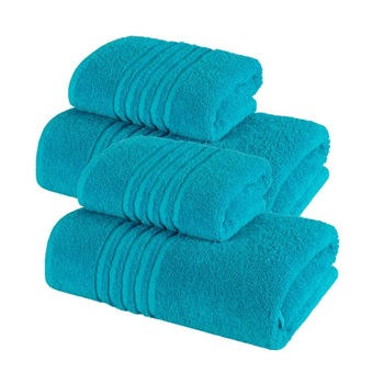 Set 4 Prosoape baie,100% bumbac,fir dublu,turquoise Set 4 Prosoape baie,100% bumbac,fir dublu,turquoise