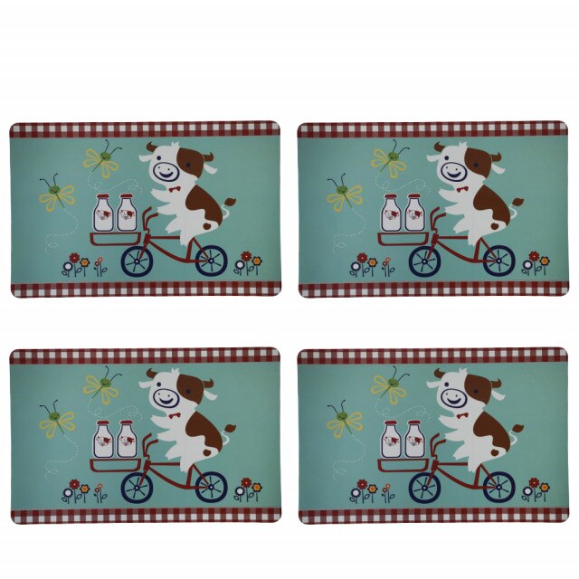 Set suport farfurie pentru servirea mesei, model Milk Time, 4 bucati, 43 x 28 cm