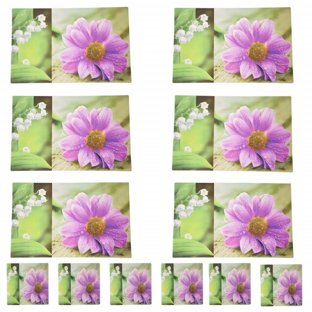 Set suport pahar si farfurie pentru servirea mesei, model Pufo Flower, 6 bucati