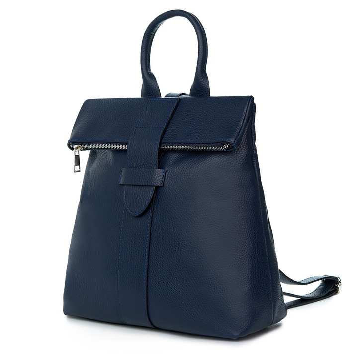 Тъмносиня раница от естествена кожа Ricardo